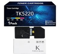 TK5220 Cartucho de Tóner de Repuesto para Kyocera TK-5220K TK-5220C TK-5220M TK-5220Y Compatible para Kyocera ECOSYS M5521cdn M5521cdw P5021cdn P5021cdw Impresoras,BK-1 Pack