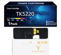 TK5220 Cartucho de Tóner de Repuesto para Kyocera TK-5220K TK-5220C TK-5220M TK-5220Y Compatible para Kyocera ECOSYS M5521cdn M5521cdw P5021cdn P5021cdw Impresoras,Y-1 Pack