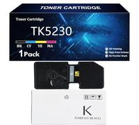 TK5230 Cartucho de Tóner para Kyocera TK-5230K TK-5230C TK-5230M TK-5230Y Compatible para Kyocera ECOSYS M5521cdn M5521cdw P5021cdn P5021cdw Impresoras con Chip,Black-1 Pack