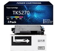 TK5270 Cartucho de Tóner de Alto Rendimiento para Kyocera TK5270 TK-5270K TK-5270C TK-5270Y TK-5270M Compatible para Kyocera TASKALFA P6230cdn M6230cidn M6630cidn con Chip,BK-1 Pack