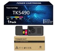 TK5490 Cartucho de Tóner para Kyocera TK-5490K TK-5490C TK-5490M TK-5490Y Compatible para Kyocera ECOSYS PA2101cwx PA2101Cx MA2101cfx MA2101cwfx Impresoras con Chip,Magenta-1 Pack