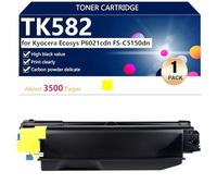 TK582 Cartucho de Tóner Compatible TK-582K TK-582C TK-582M TK-582Y para Kyocera Ecosys P6021cdn y FS-C5150dn Impresoras, Alto Rendimiento 3500 Páginas, Impresión de Alta Definición,Yellow-1 Pack