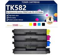 TK582 Cartucho de Tóner de Repuesto Compatible TK-582K TK-582C TK-582M TK-582Y para Kyocera Ecosys P6021cdn y FS-C5150dn Impresoras, Alto Rendimiento 3500 Páginas, Fácil Instalación,BCMY-1 Pack