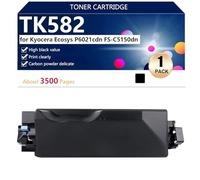 TK582 Cartucho de Tóner TK-582K TK-582C TK-582M TK-582Y para Kyocera Ecosys P6021cdn FS-C5150dn Impresoras, para Escuelas, Hospitales y Bancos, 3500 Páginas,Black-1 Pack