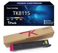 TK8115 Cartucho de Tóner de Alto Rendimiento para Kyocera TK8115 TK-8115K TK-8115C TK-8115Y TK-8115M Compatible para Kyocera ECOSYS M8130cidn M8124cidn Impresoras con Chip,Magenta-1 Pack