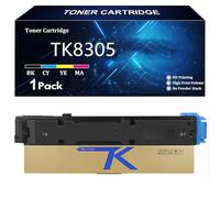 TK8305 Cartucho de Tóner para Kyocera TK8305 TK8305K TK8305C TK8305Y TK8305M Compatible para Kyocera TASKalfa 3050ci 3550ci 3051ci 3551ci Impresoras con Chip,Cyan-1 Pack
