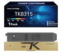 TK8315 Cartucho de Tóner de Repuesto para Kyocera TK8315 TK8315K TK8315C TK8315Y TK8315M Compatible para Kyocera TASKalfa 2550ci Impresora con Chip,Black-1 Pack
