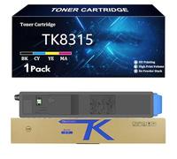TK8315 Cartucho de Tóner de Repuesto para Kyocera TK8315 TK8315K TK8315C TK8315Y TK8315M Compatible para Kyocera TASKalfa 2550ci Impresora con Chip,Cyan-1 Pack