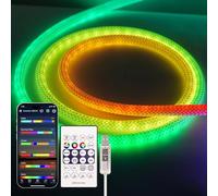 TK99SW Tira LED Neón 360 Grados 1M, 50LEDs/M 5V IP65 con Controllo Tramite APP e Telecomando, Luz Cuerda Colorida Sueño Flexible Nylon, Decoración Interior Exterior Dormitorio