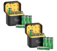 tka Köbele Akkutechnik Cargador batería: Juego de 16. Pilas de Li-Ion con 2 Cajas de Carga USB-C., TKA-105, Tipo AA/Mignon, 2.400 mAh / 3.600 mWh, 1,5 voltios CC (Cargador Pilas AA Recargable)