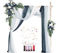 Tkasniy Kit de 10 flores de arco de boda Boho, 2 guirnaldas de eucalipto artificial marfil con 3 piezas de tela transparente y 5 cañones de confeti para decoraciones de ceremonia