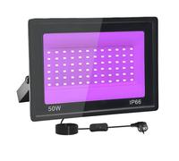 Tkdaksy 50W LED Luz Negra, IP66 Impermeable Foco UV Ultravioleta, Luz Negra Ultravioleta Con Interruptor para Halloween, Pintura Corporal, Neón, DJ, Black light Party, Discoteca