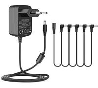 TKDY Pedal de Efectos de Guitarra Adaptador de Fuente de alimentación, 9V 1.5A 13.5W Cargador de Pared Punta Negativa 5.5 * 2.1 mm con Cables de Cadena de Margaritas de 5 vías