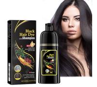Tkekruh Black Instant Hair Dye Shampoo 3 En 1 500ml, Champú de Color Para el Cabello Instantáneo, Colors Hair in Minutes Long lasting Colour, Champú Natural Para El Cabello Negro