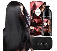 Tkekruh Black Instant Hair Dye Shampoo 400ml, Negro, Champú instantáneo 3 en 1, Black Hair Shampoo, Tinte para cabello gris, Colors Hair in Minutes Long lasting Colour para hombres y mujeres