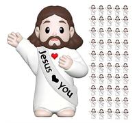 tkerinse 50 figuras de Jesús pequeño, figuras de Jesús bebé a granel, figura multicolor de Jesús, figuras en miniatura para ocultar y buscar regalos religiosos para rellenar huevos de Pascua (blanco)