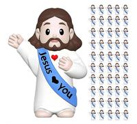 tkerinse 50 figuras de Jesús pequeño, figuras de Jesús bebé a granel, figura multicolor de Jesús, figuras en miniatura para ocultar y buscar regalos religiosos para rellenar huevos de Pascua (azul)
