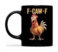 tkerinse F-Caw-F - Divertida taza de café de pollo, mensaje oculto F*k Off, tazas de café de cerámica con diseño de gallo, divertida taza de cerámica con humor de pollo, taza sarcástica de regalo para