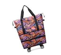 Tkidplw Bolsa de equipaje extensible impermeable con compartimentos dobles para viajes, gimnasio y actividades al aire libre, resistente al agua, tela Oxfords bolsa de gimnasio, Purple, Mass Beauty