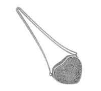 Tkidplw Bolso cruzado pequeño con forma de corazón con purpurina con lentejuelas para el hombro, accesorio de moda juvenil para mujeres y niñas, cadena de hombro, Silver, One Size