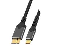 Tkidplw Cable de datos tipo C 10G a MicroB, cabeza recta de 1 m | Cable de transferencia trenzado con conectores reforzados para unidades multimedia, bases y escritorios