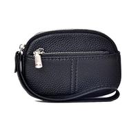 Tkidplw Carteras pequeñas de pulsera para mujer, llavero, cartera de cadena con cremalleras, bolsillo para monedas, soporte para tarjetas de crédito, bolso de mano de cuero, Black, Mass Beauty