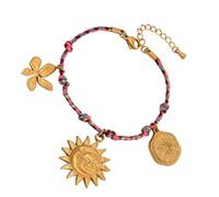 Tkidplw Colgante de estrella de estilo vintage con cordón trenzado de acero inoxidable resistente para mujeres de moda, casual, diseños de estrella y luna, talla única, como se describe