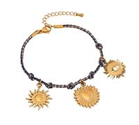 Tkidplw Colgante de estrella de estilo vintage con cordón trenzado de acero inoxidable resistente para mujeres de moda, casual, diseños de estrella y luna, talla única, como se describe