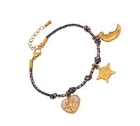 Tkidplw Colgante de estrella de estilo vintage con cordón trenzado de acero inoxidable resistente para mujeres de moda, casual, diseños de estrella y luna, talla única, como se describe