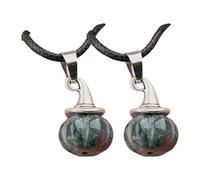 Tkidplw Collar unisex de cordón negro con dije de sombrero de bruja de calabaza y piedra de ágata natural, accesorio hecho a mano, collar con colgante de sombrero de bruja de ágata, talla única, como