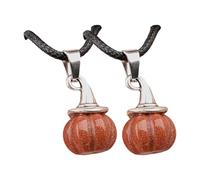 Tkidplw Collar unisex de cordón negro con dije de sombrero de bruja de calabaza y piedra de ágata natural, accesorio hecho a mano, collar con colgante de sombrero de bruja de ágata, talla única, como