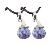 Tkidplw Collar unisex de cordón negro con dije de sombrero de bruja de calabaza y piedra de ágata natural, accesorio hecho a mano, collar con colgante de sombrero de bruja de ágata, talla única, como