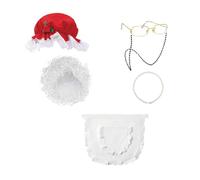 Tkidplw Conjunto de gorro de Mrs. Clause con collar y delantal para mujeres, niñas, niños, cosplay, Navidad, disfraz de Papá Noel, traje de Papá Noel