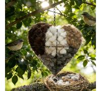 Tkidplw Corazón de anidación de pájaros de fibra hecha a mano 2026, casa de materiales de pájaros de alpacas, materiales de lana recargables, refugio de invierno para pájaros silvestres, casa de