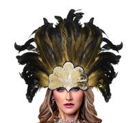Tkidplw Diadema india de plumas étnicas, actuaciones teatrales, fiestas, sesiones de fotos, tocado de Halloween para mujer