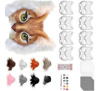 Tkidplw Disfraz de gatos zorros con pieles y mallas de ojos de Therians para pintar animales, máscara, manualidades, disfraz