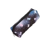 Tkidplw Estuche de poliéster de alta capacidad con lazo para bolígrafos, con cremallera, bolsa de almacenamiento de cosméticos para oficina, escuela, viajes, color pastel, Black, Mass Beauty