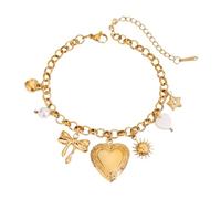 Tkidplw Hermoso marco de fotos en forma de corazón, joyería de boda, textura de acero inoxidable, para varias ocasiones, joyería de fotos para mujeres, talla única, como se describe