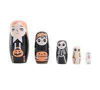 Tkidplw Juego de muñecas Nido de Halloween para clasificar y, Pumpkin | Construcción pintada de madera, diseño abierto y ajustado, juego de emparejar y clasificar, muñeca con