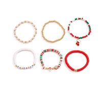 Tkidplw Juego de pulseras ajustables multifuncionales de arcilla suave con cuentas elásticas para celebración de Navidad y uso diario, coloridas vacaciones, talla única, como se describe