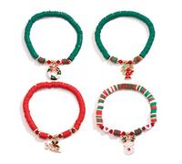 Tkidplw Juego de pulseras ajustables multifuncionales de arcilla suave con cuentas elásticas para celebración de Navidad y uso diario, coloridas vacaciones, talla única, como se describe