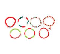 Tkidplw Juego de pulseras ajustables multifuncionales de arcilla suave con cuentas elásticas para celebración de Navidad y uso diario, coloridas vacaciones, talla única, como se describe