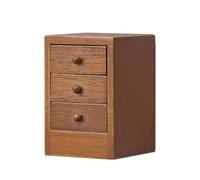 Tkidplw Mesita de noche de casa de muñecas a escala 1/12, tres compartimentos, apertura suave, muebles en miniatura de madera realista, tres cajones, mesita de noche de madera