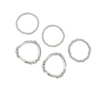 Tkidplw Paquete de 5 elegantes pulseras de aleación con cuentas apilables, hechas a mano, resistentes a la decoloración, hipoalergénicas, de metal, apilables, talla única, como se describe
