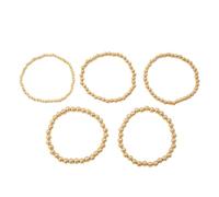 Tkidplw Paquete de 5 elegantes pulseras de aleación con cuentas apilables, hechas a mano, resistentes a la decoloración, hipoalergénicas, de metal, apilables, talla única, como se describe