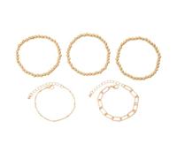 Tkidplw Paquete de 5 elegantes pulseras de aleación con cuentas apilables, hechas a mano, resistentes a la decoloración, hipoalergénicas, de metal, apilables, talla única, como se describe