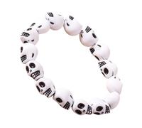 Tkidplw Pulsera elástica de cuentas de calavera única para fiestas, elegante cadena de mano de resina con cuentas de resina, versátil, a la moda, para fiestas, talla única, como se describe