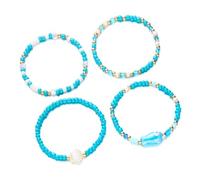 Tkidplw Pulseras apilables de cerámica con diseño de conchas marinas hechas a mano para días calurosos, accesorios elásticos con cuentas, pulsera de playa, regalos de concha de pez de cerámica, talla