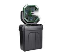 Tkidplw Ventilador de nebulización recargable de 30000 mAh con temporizador de luz con gancho, cubo de 6 L para tienda de campaña, garaje, uso al aire libre, escritorio multifuncional