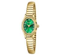 TKIIOER Relojes dorados delicados para mujer, fácil de leer, reloj analógico para mujer, resistente al agua hasta 30 m, esfera luminosa, correa de expansión elástica de acero inoxidable, Dorado-Verde